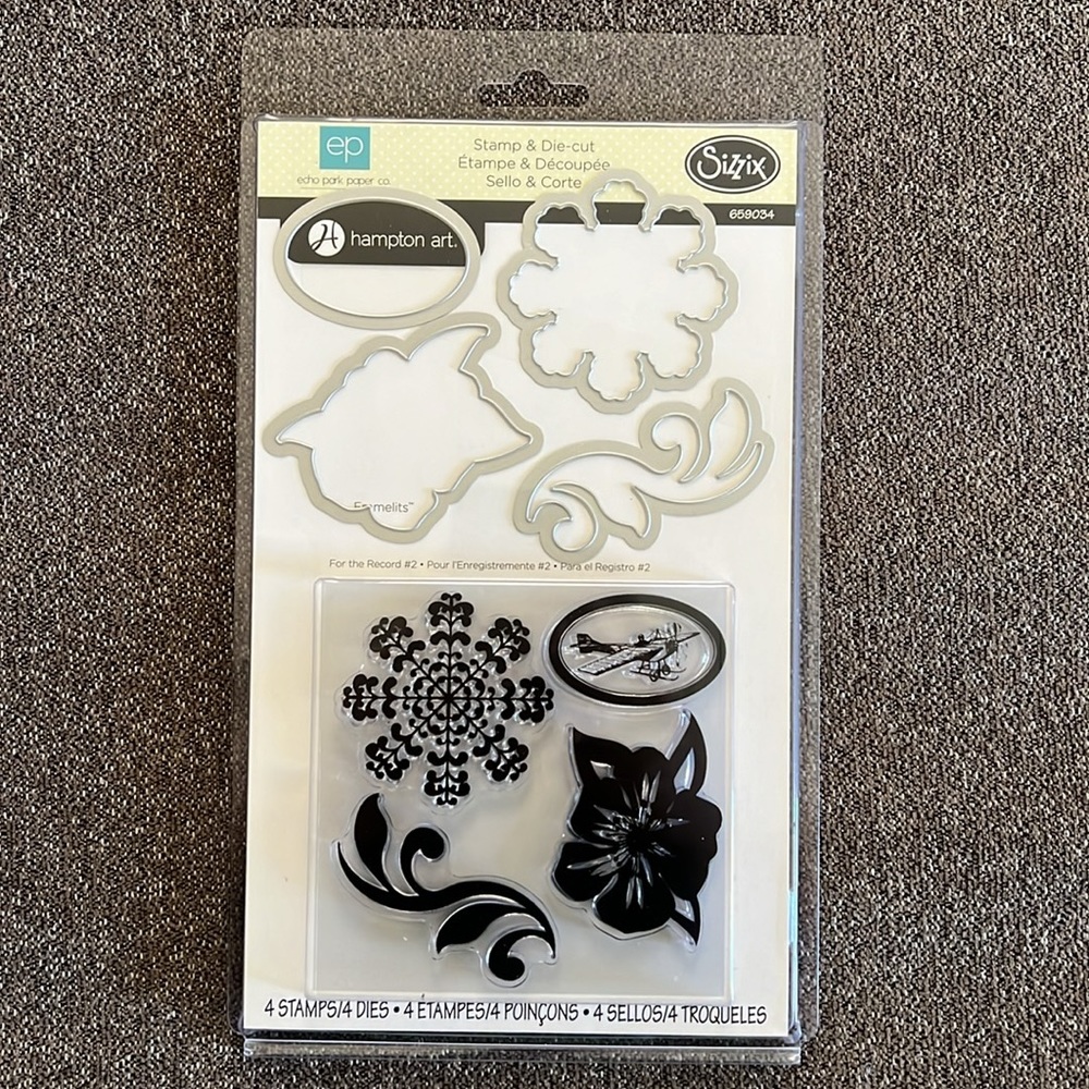Sizzix Stamp & Die-cut Set For The Record #2 Echo Park Paper Discontinued NWT